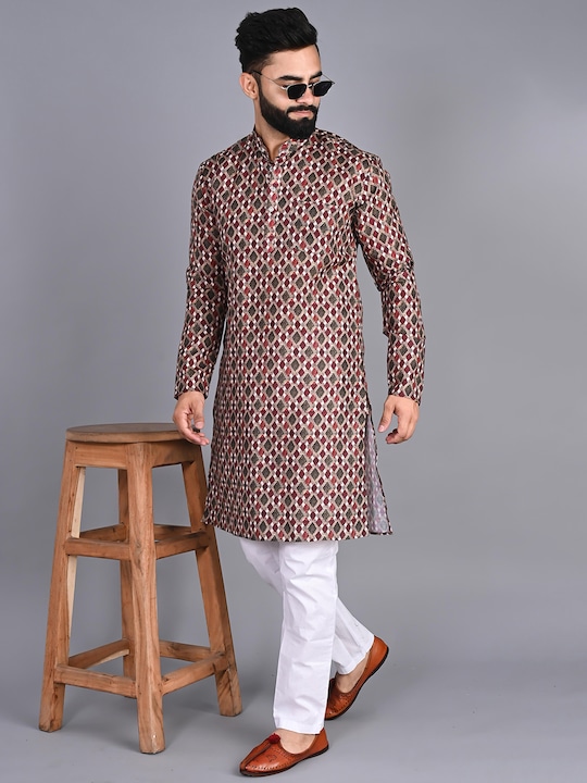 FUBAR - Ethnic Motifs Printed Pure Cotton Kurta with Pyjamas