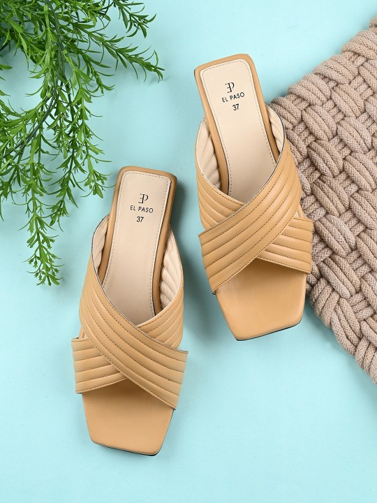 El Paso - Striped Criss-Cross Strap Open Toe Flats