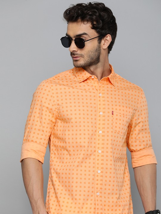 Levis - Pure Cotton Slim Fit Geometric Printed Casual Shirt