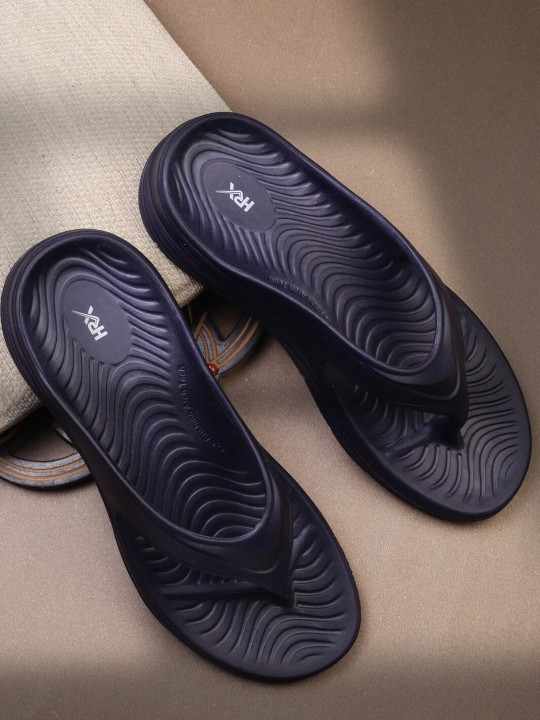 HRX by Hrithik Roshan - Men Navy Blue Textured Thong Flip-Flops