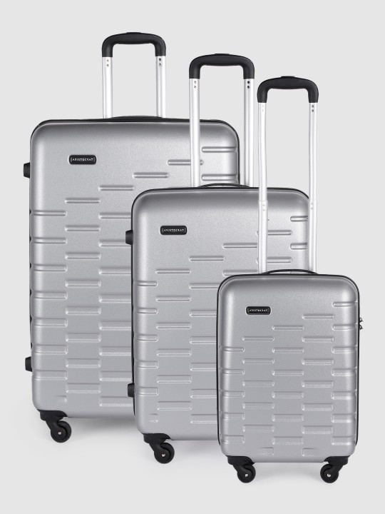 Aristocrat - Fencer Pack of 3 Textured Trolley Suitcases - Cabin, Medium & Large