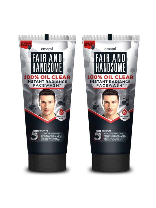 FAIR AND HANDSOME - Set Of 2 Instant Radiance Oil Clear Facewash To Reduce Pimples-150g Each