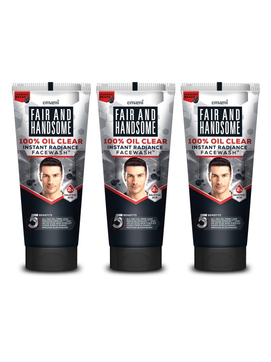 FAIR AND HANDSOME - Instant Radiance Oil Clear Face Wash Trio - 150 g each