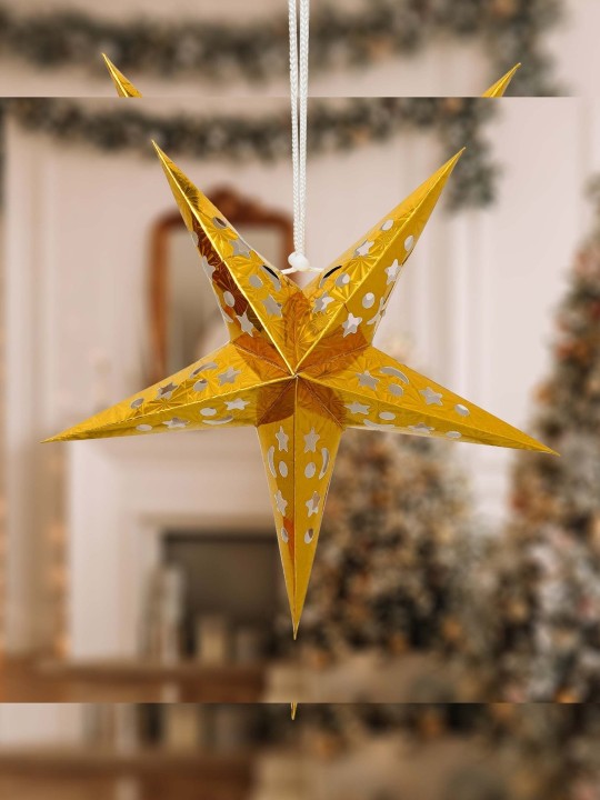 eCraftIndia - 2 Pieces Yellow Star Lantern Festive Decors