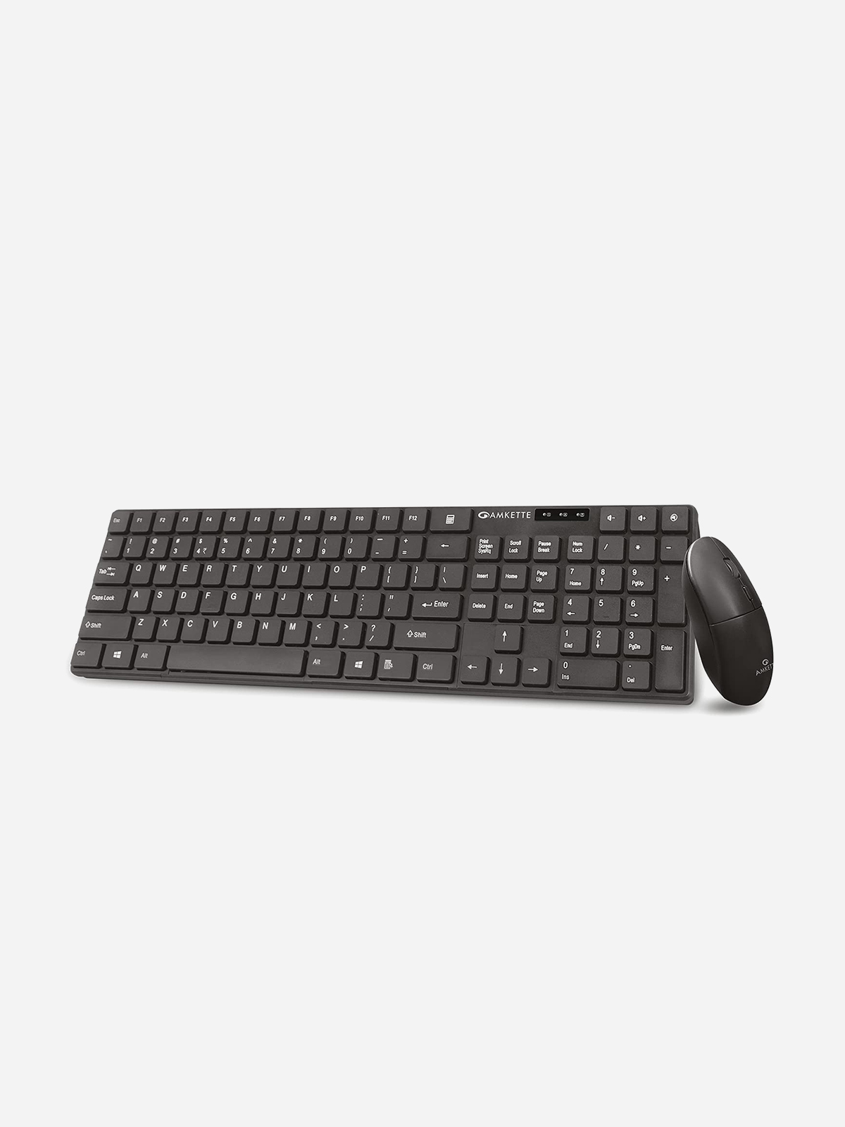 Amkette - Black Primus V2 Wireless ABS Plastic Keyboard and Mouse Combo