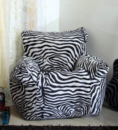 Flora Spanio XXXL Bean Bag with Beans in Black & White Colour