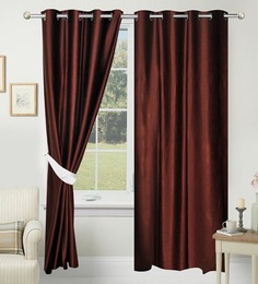 Solid Polyester 7 Feet Long Door Curtain Set of 2