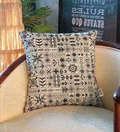 Pratima Ethnic Pattern Cotton 16x16 Inch Black & White Cushion Cover