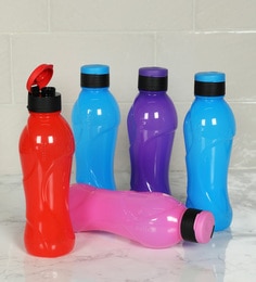 Plastic Multicolour 600 ML Bottle - Set of 5