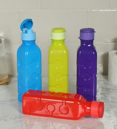 Plastic Multicolour 600 ML Bottle - Set of 4