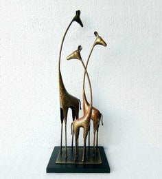 Multicolour Metal & MDF Giraffe Set Figurine