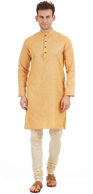 Ethnicity Men Yellow Slim Fit Kurta