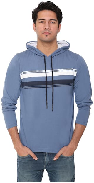 HVBK Men Blue Regular fit Cotton Blend Hood T-Shirt - Pack Of 1