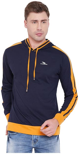 Le Bourgeois Men Blue Hooded Hoodie