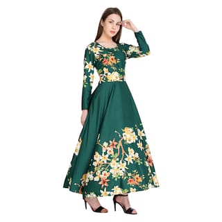 Raabta Green 0101 Flower Print Kurti With Full Sleeve