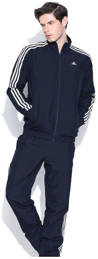 Adidas Men Blue Solid Regular Fit Track Suit