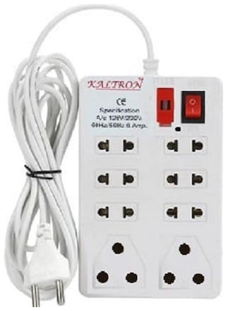 kaltron VE102 Multi Pin White Extension Board ( 2.5 m , 8 Socket , 1 Switches)