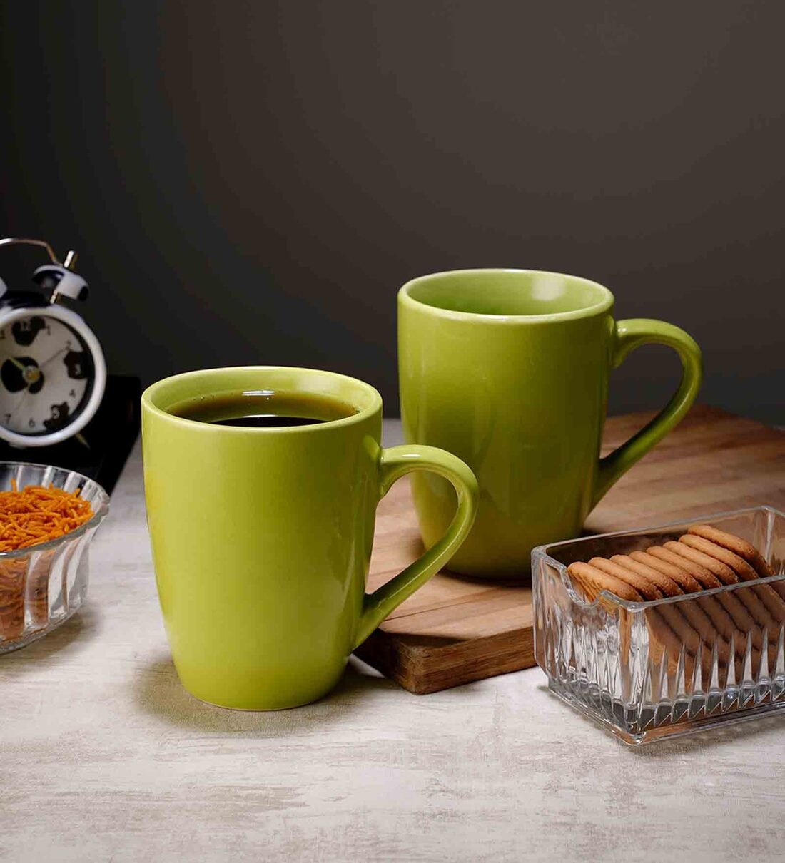 300Ml Green Ceramic (Set Of 2 ) Coffee Mug,Share By Cdi