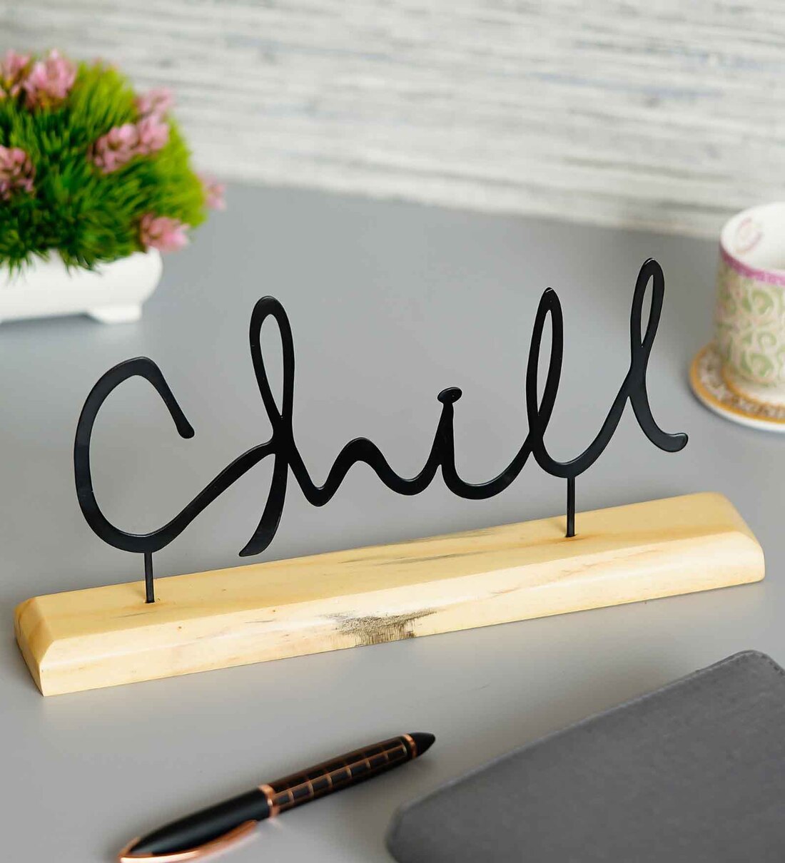 Chill Iron & Wood Figurine,Share By The Next Decor