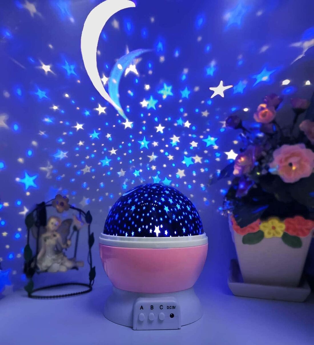 Pink Star Rotating Projector Night Light,Share By Skylofts