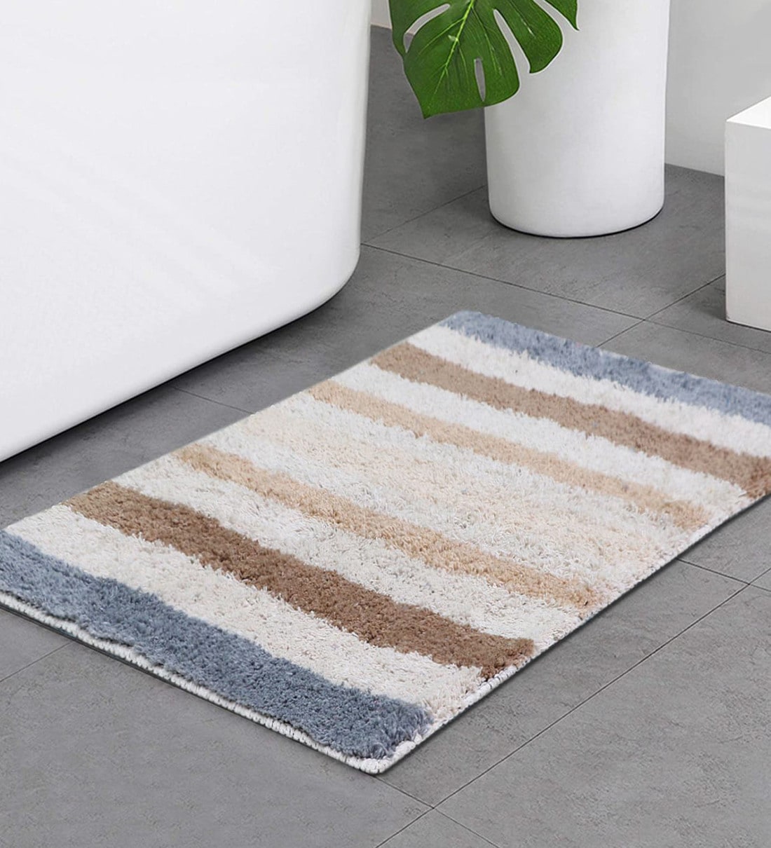 Beige Cotton Anti Skid Bath Mat 16X24 Inches,Share By The Home Talk