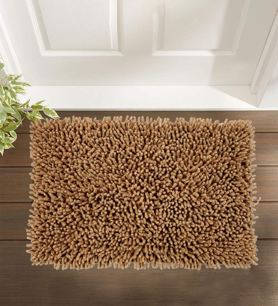 Brown Solid Cotton 24x 16 Inches Max Absorbent Bath Mat,Share By HomeFurry