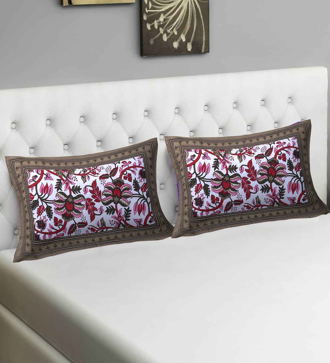 Multicolor Floral 104 TC 100 % Cotton 27X17 Inches Pillow Covers  (Set of 2),Share By AJ home