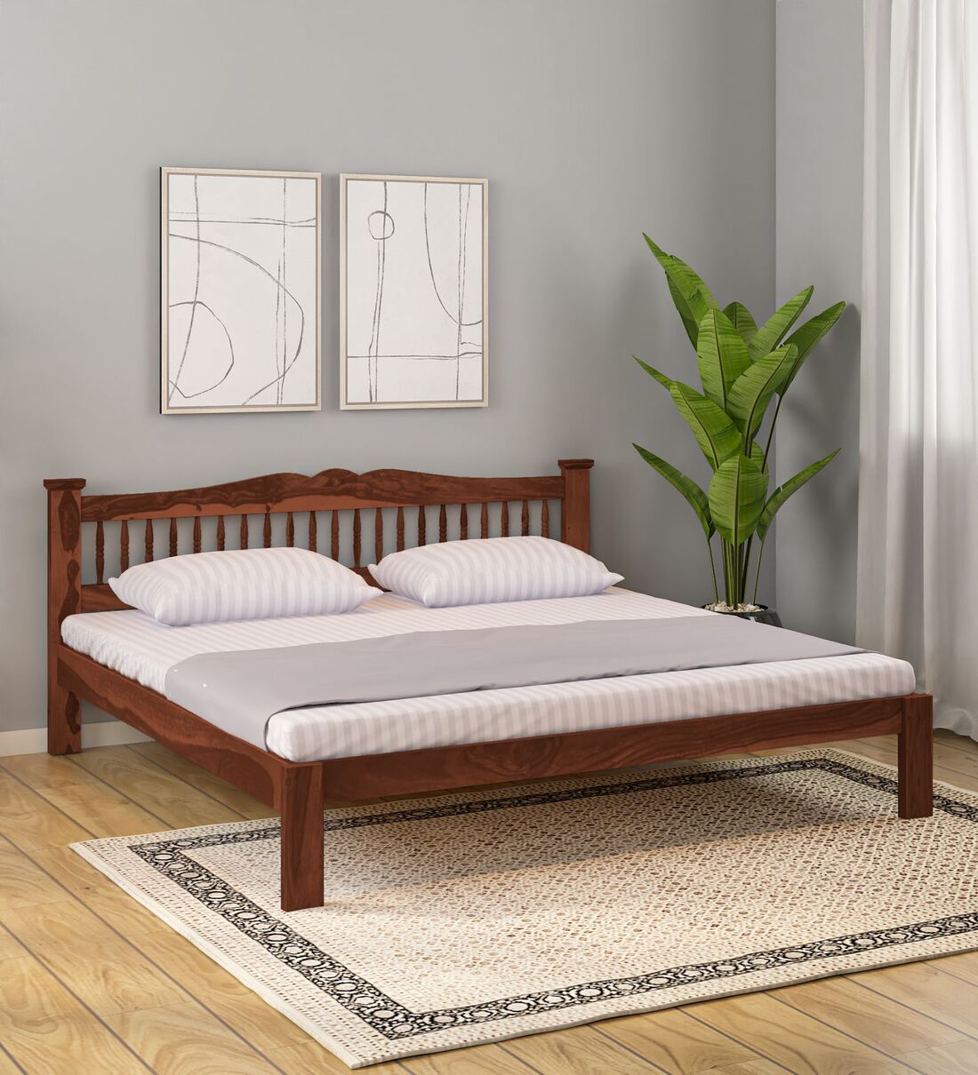 Uttara Sheesham Wood King Size Bed In Honey Oak Finish,Share By Mudramark from Pepperfry