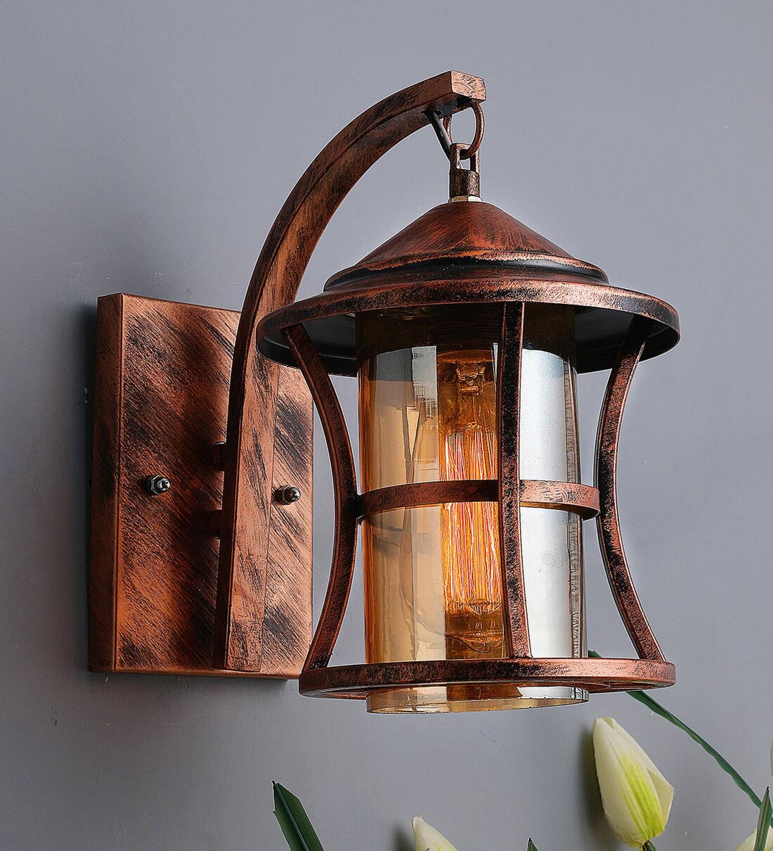 Contemporary Copper Metal and Glass Wall Sconces,Share By Homesake