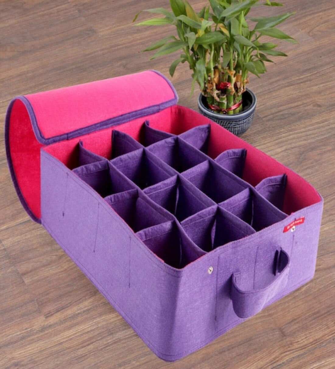 Pink & Purple Solid Felt  Foldable Cloth Organiser with 16 shelves,Share By My gift booth