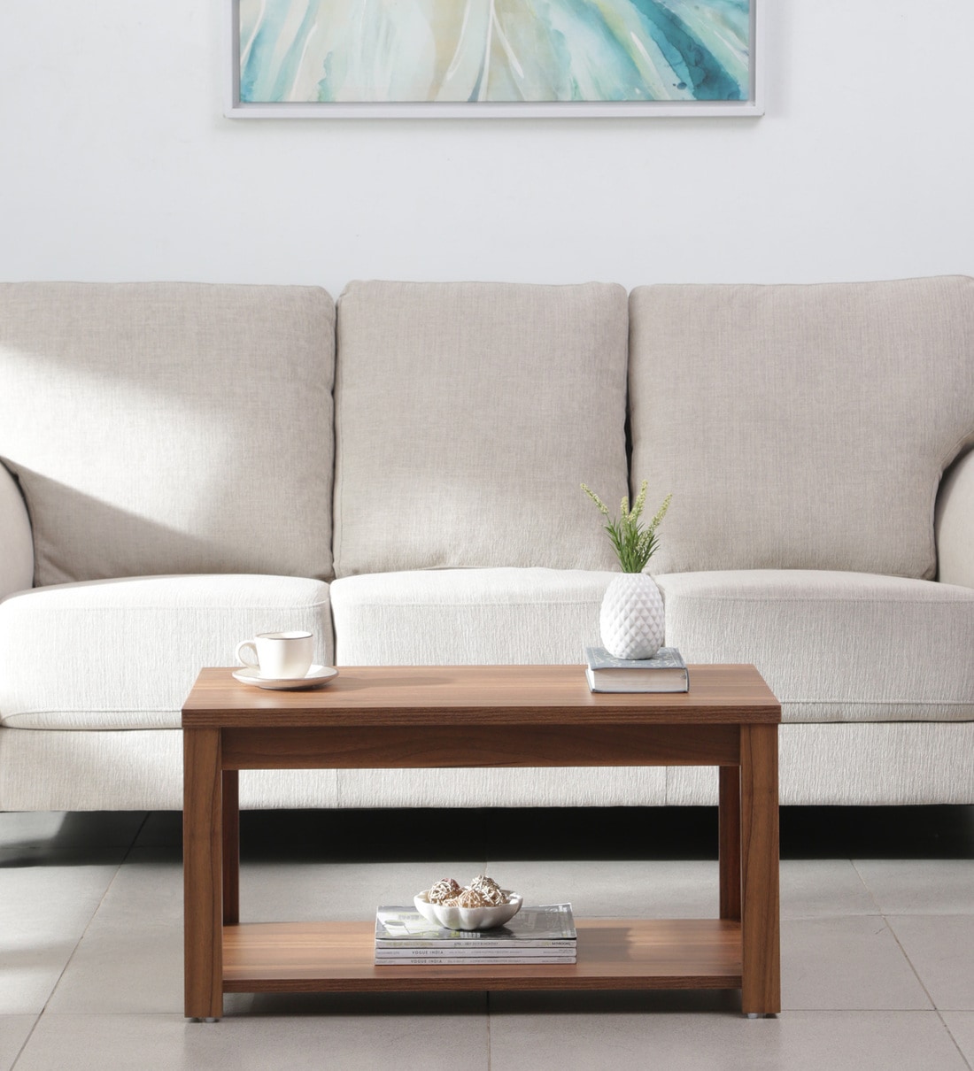 Kosmo Harmony Coffee Table in Natural Teak Finish,Share By Spacewood