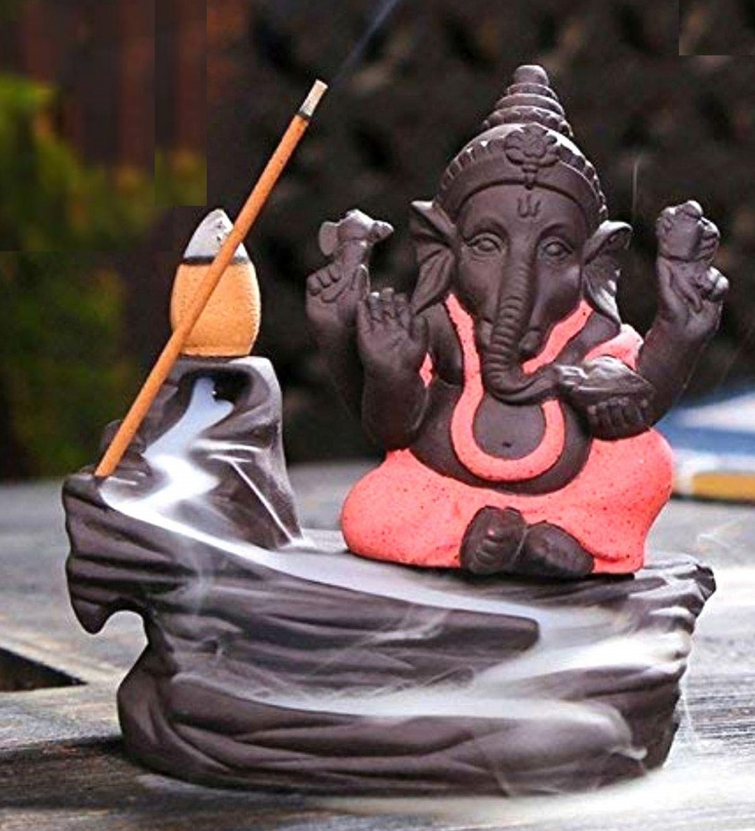 Pink Lord Ganesha Decorative Showpiece with 10 free Smoke Backflow Scented Cone Incenses,Share By eCraftIndia