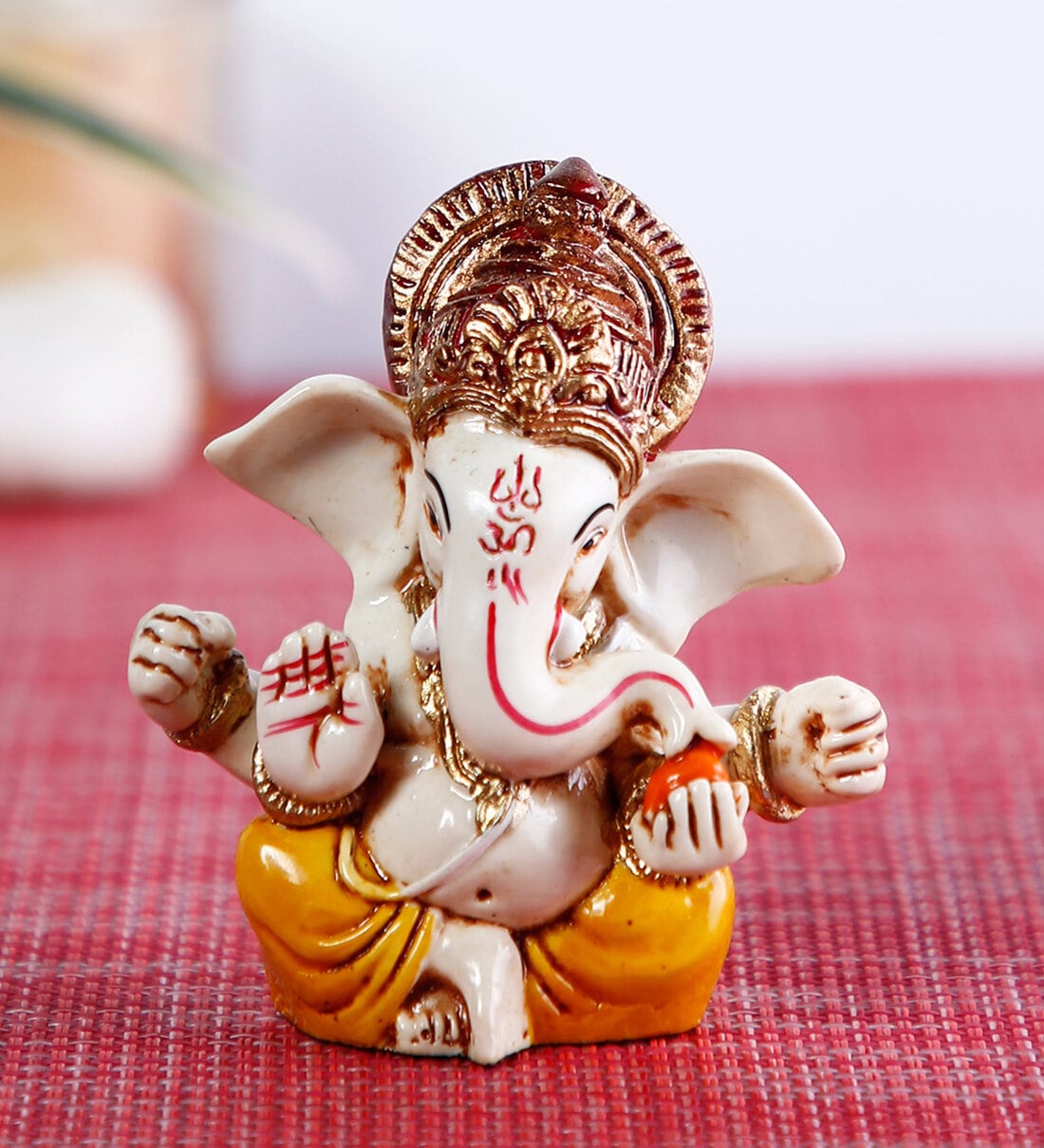 Multicolour Polyresin 2.9 Inches Lord Ganesha Idol,Share By CraftVatika