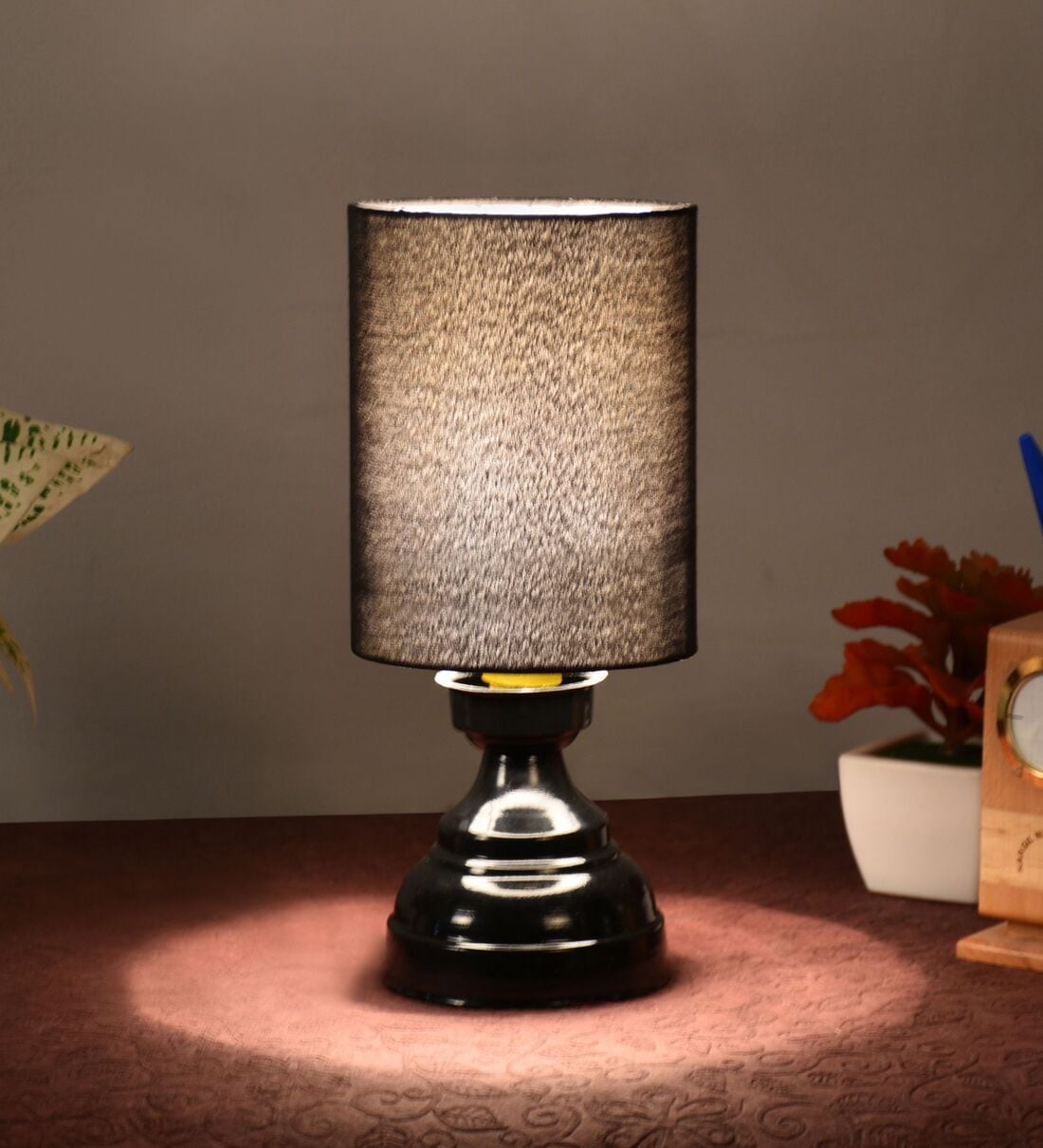 Black Metal & Cotton Black Colour Table Lamp,Share By Foziq