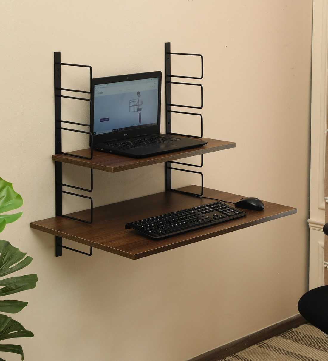 Zen Wall Mounted Table in Black & Brown Finish,Share By Fitizen