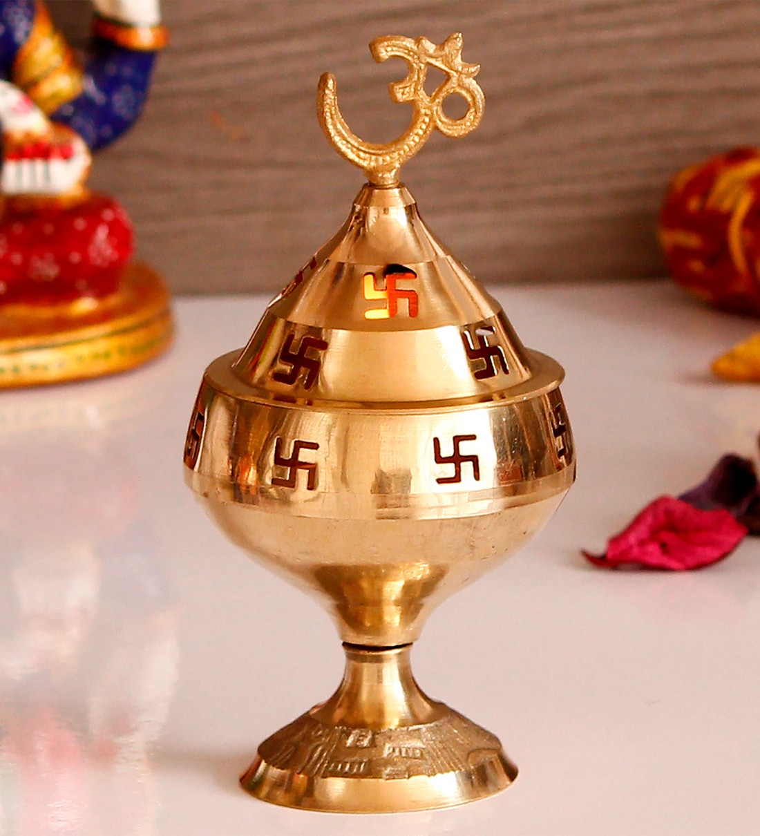 Om Gold Brass Diya,Share By eCraftIndia