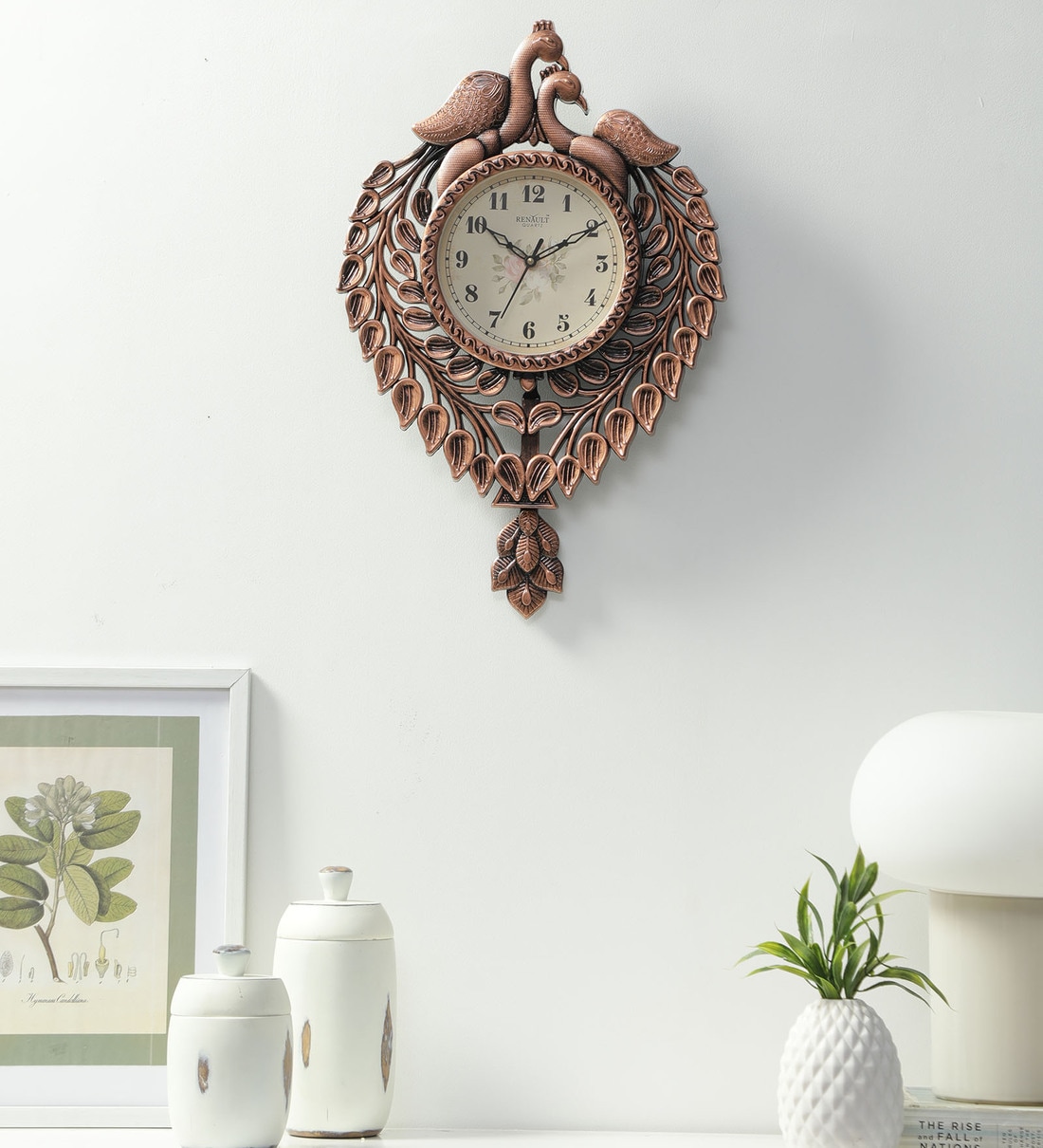 Brown Plastic Peacock Pendulum Clock,Share By FunkyDecors