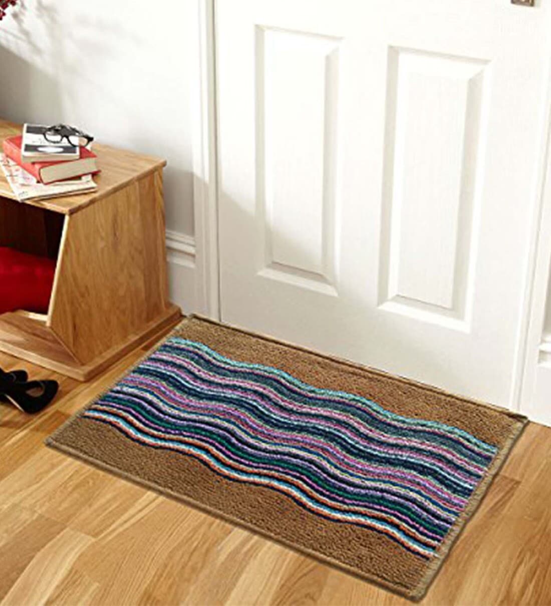 Brown  Polypropylene Geometric 15x23 inches Anti skid  Doormat,Share By Status