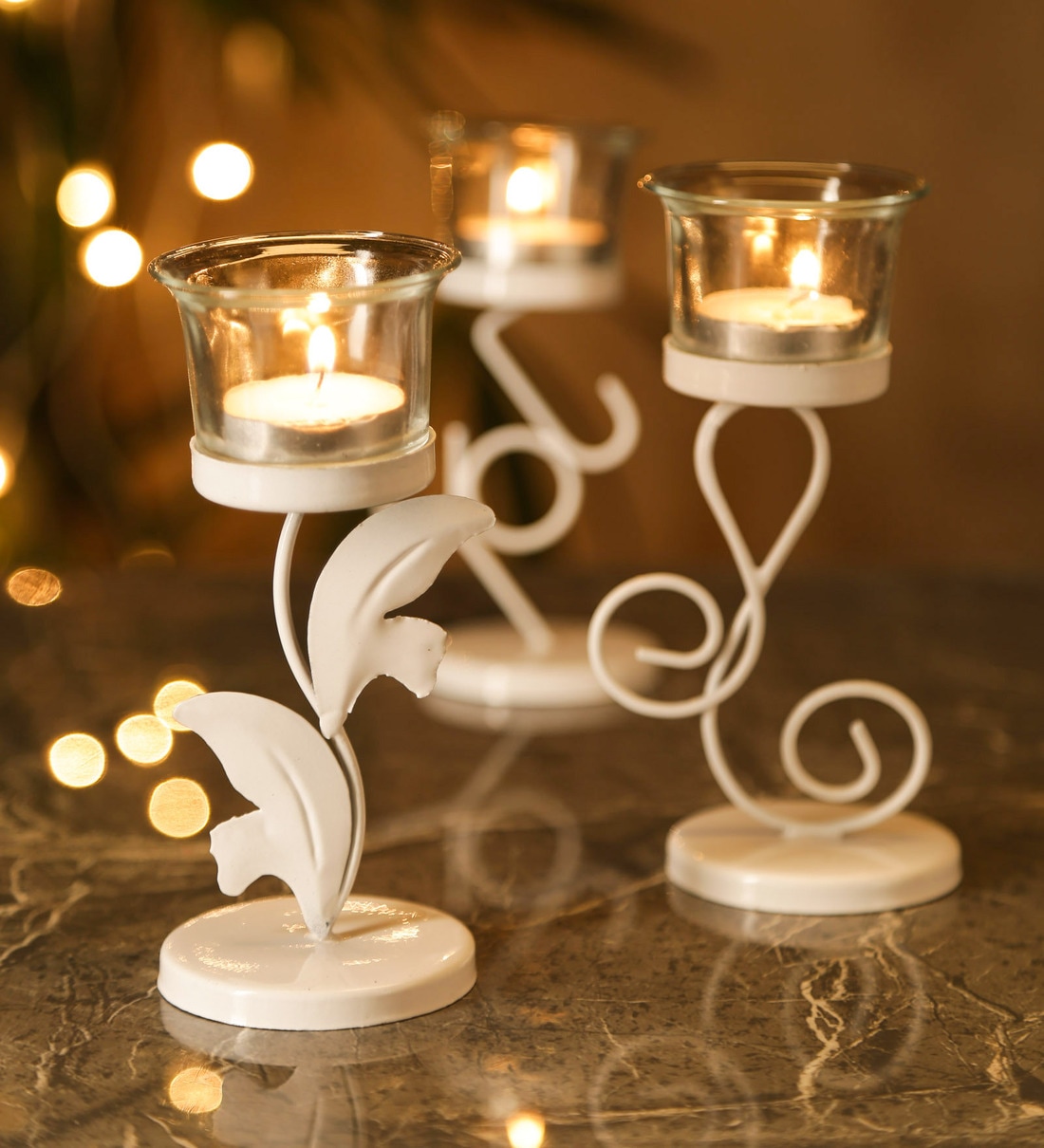 White Iron Candle Holder Set of 3,Share By Hosley