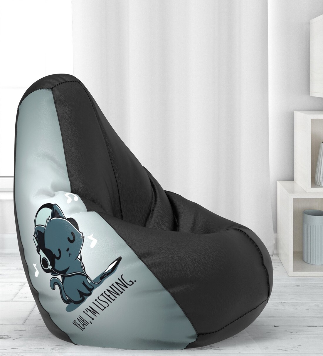 Print-a-Bean 4XL Bean Bag with Beans In  Black & Grey,Share By ComfyBean