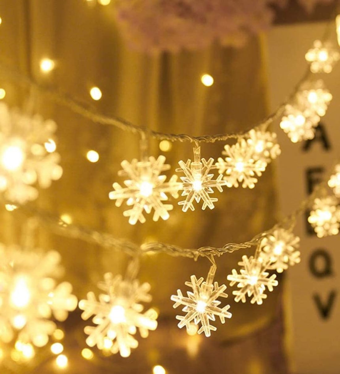 2 Mtrs 16 Snowflake Warm White Corded LED Electric String 16 Lamp Snowflake Direct),Share By Sinoman