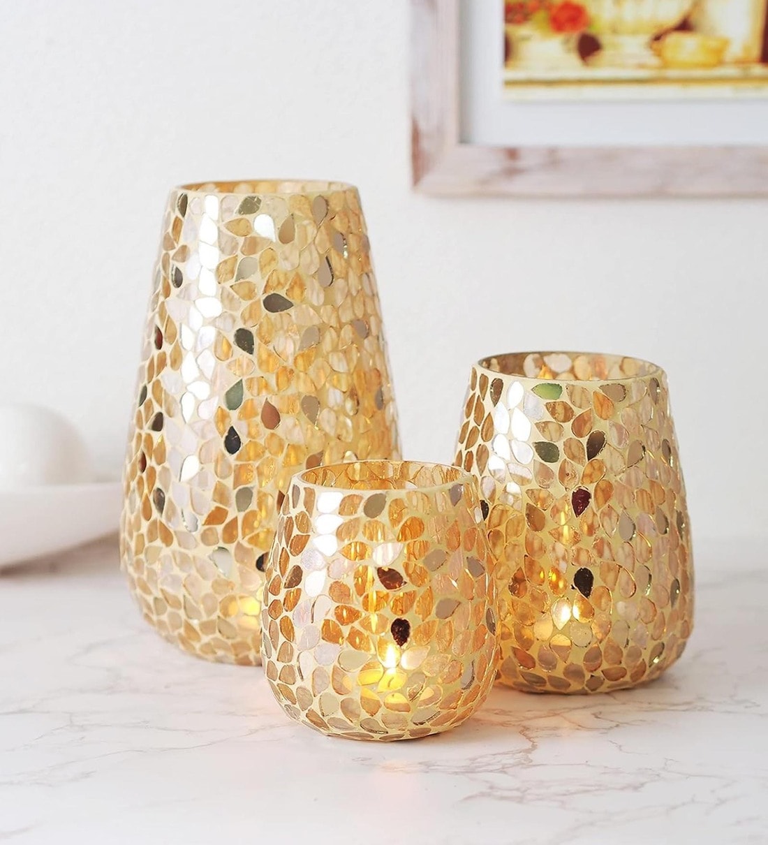 Gold Glass TeaLight Holder,Share By Hosley