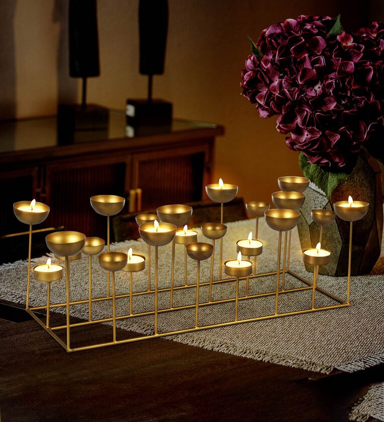 Shimmer Gold Iron Table Tea Light Holder,Share By House of Sajja