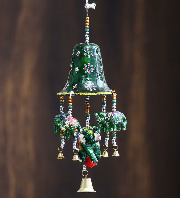 Multicolor Metal Handcrafted Decorative Elephant Hanging Bell,Share By eCraftIndia