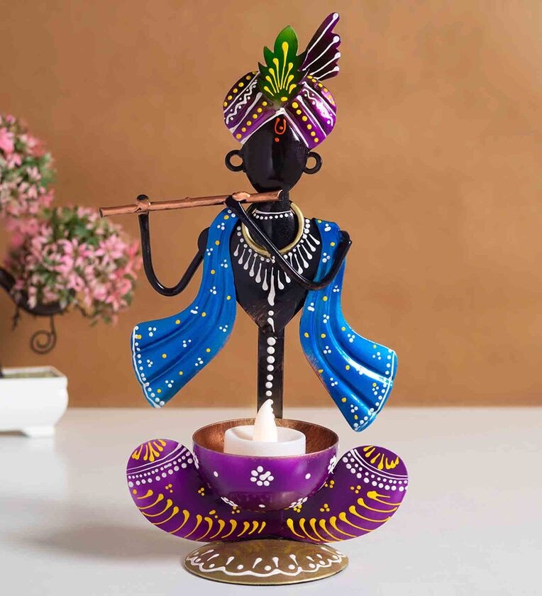 Ganesha Purple Metal Tea Light Holder,Share By Golden Peacock