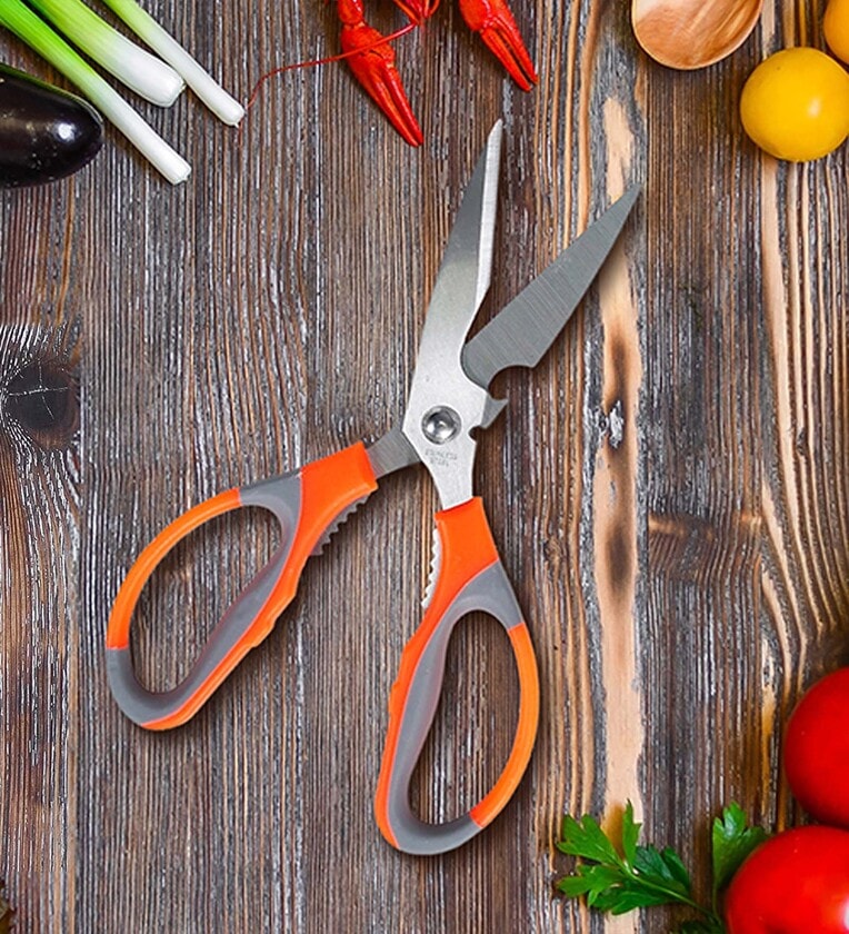 Grey & Orange Carbon Steel Multipurpose Household and Garden Scissors,Share By Story@Home