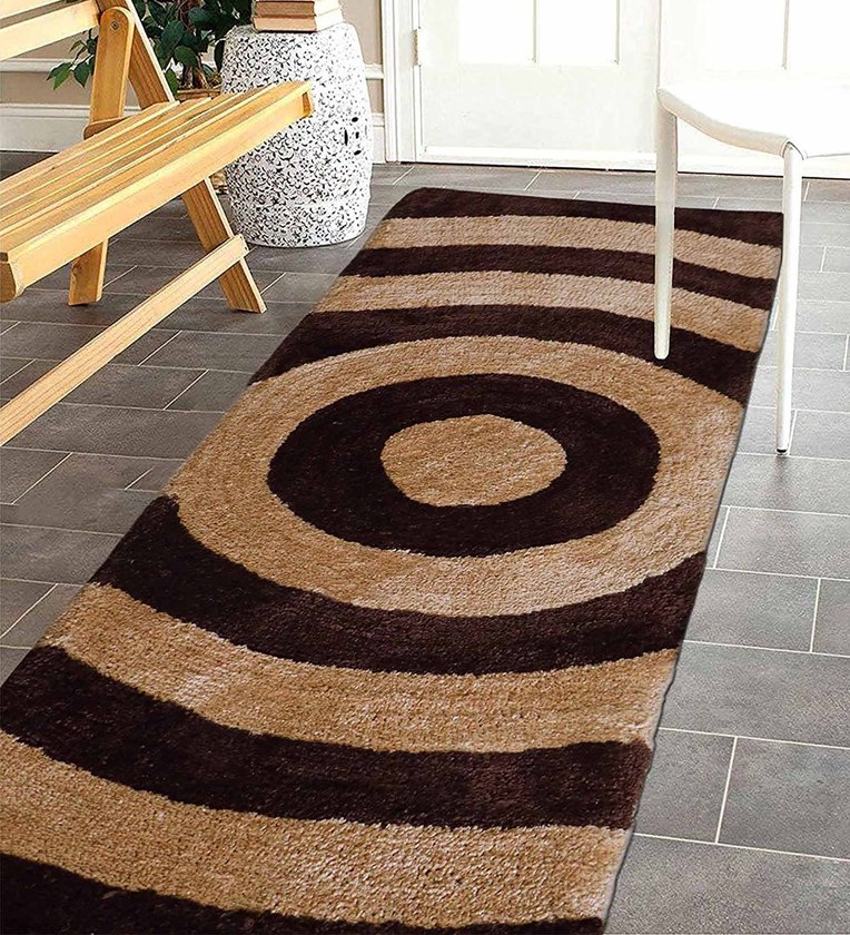 Brown Polyester 60 x 24 Inches Machine Made Floor Runner,Share By The Home Talk