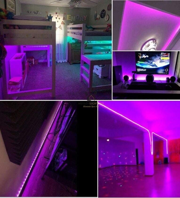 Vibrant 5 Meters 300K Pink Colour LED Strip Light with DC 12V Adapter & Remote,Share By Mufasa