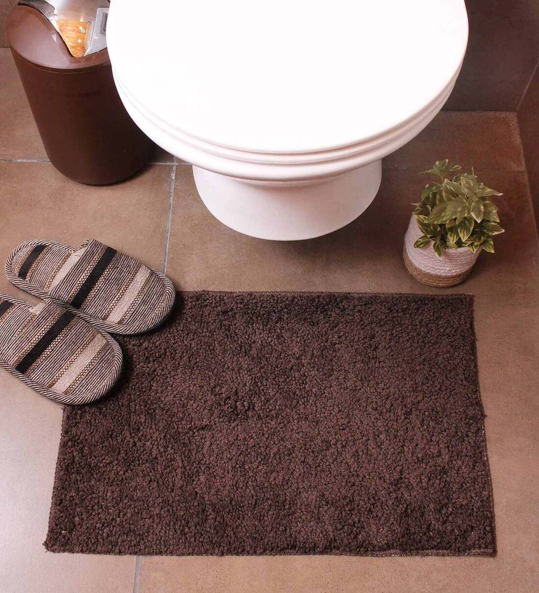 Chocolate Solid Microfibre 23x15 Inches AntiSkid Bath Mat,Share By Luxe Home International