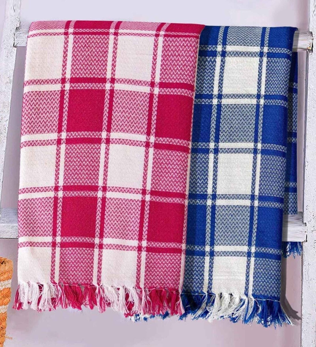 Multicolor 100% Cotton Patterned 200 GSM Bath Towels (Set of 2),Share By Lushomes